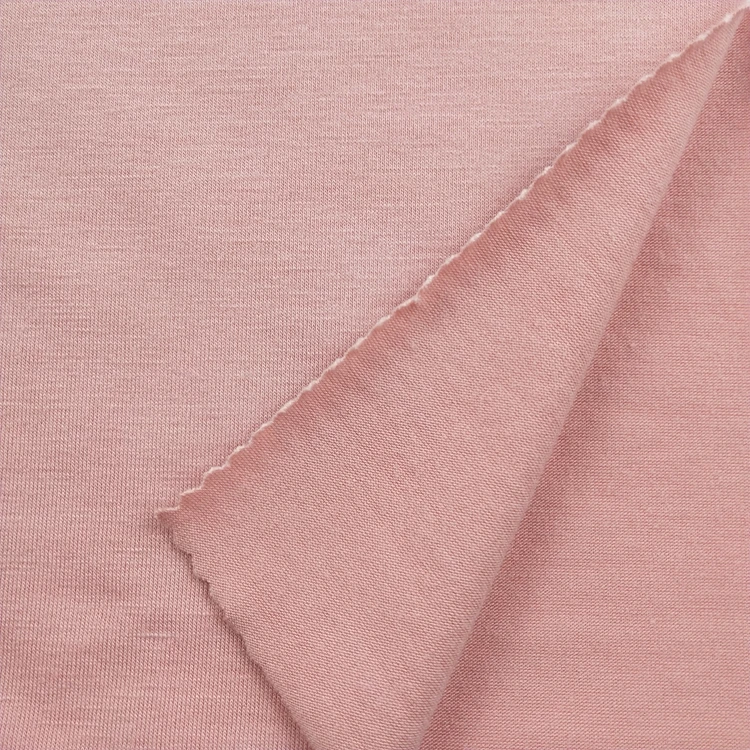 Plain dyed polyester rayon spandex single jersey knitting shirt fabric wholesale