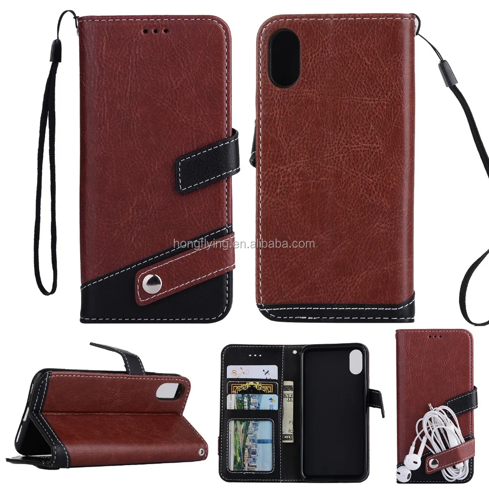 Leather phone case with credit card slot back cover for Iphone X, card slot case for sam sung ,mobile phone shell