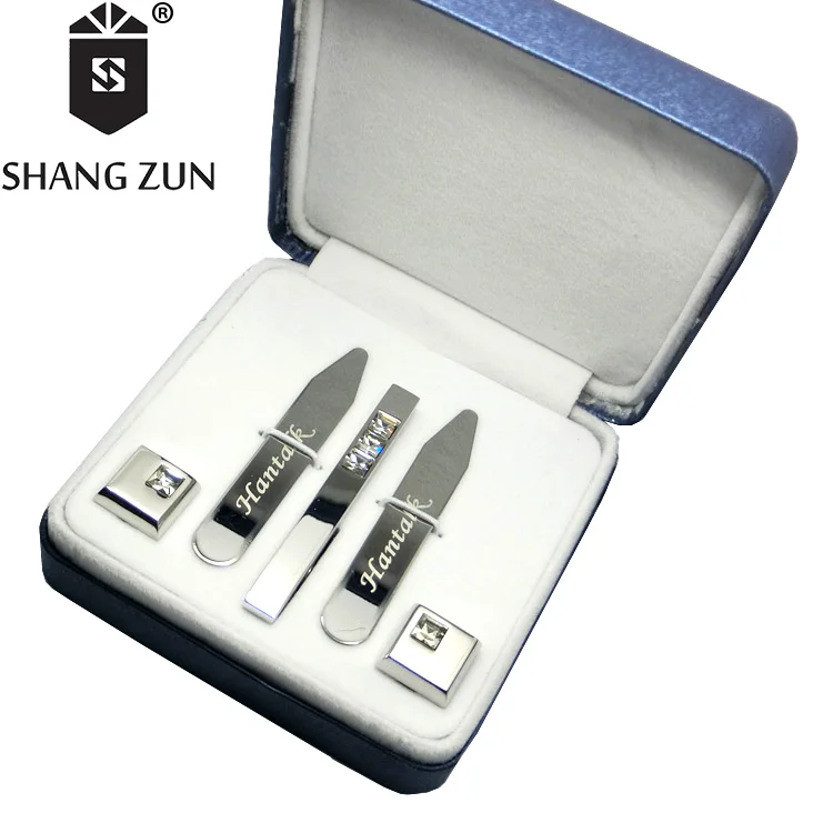 
Silver collar stays suit tie clips pin sets cuff link jewelry men gift silver cufflink 