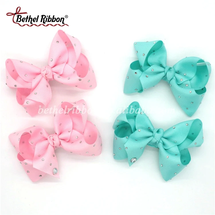 Rhinestone alligator 8 inch large baby hair bow clip for girl