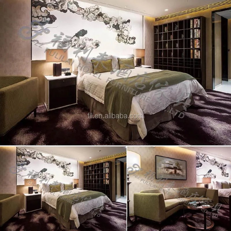 5 star Contemporary hotel furniture /bedroom set in contemporary bedroom design (FLL-015)