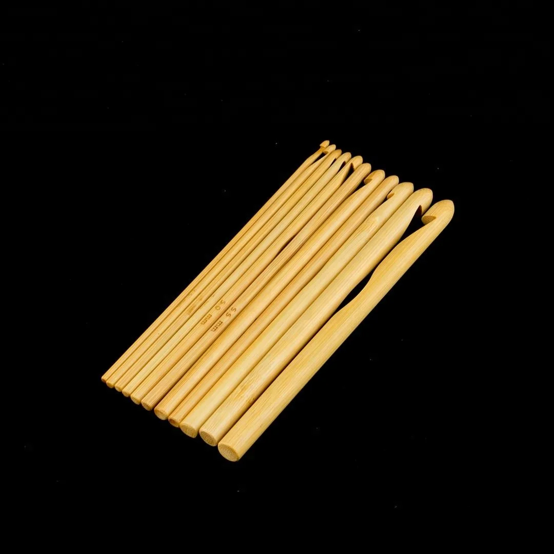 CH001 11sizes 15cm Natural color Bamboo Crochet Hooks
