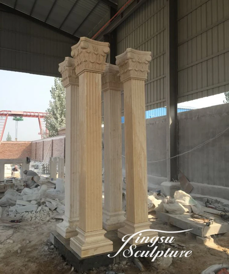 White marble carved main gate pillars design