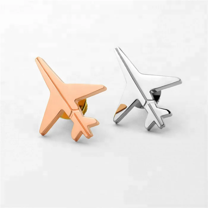 wholesale 3D airplane gold brooch metal lapel pin badge