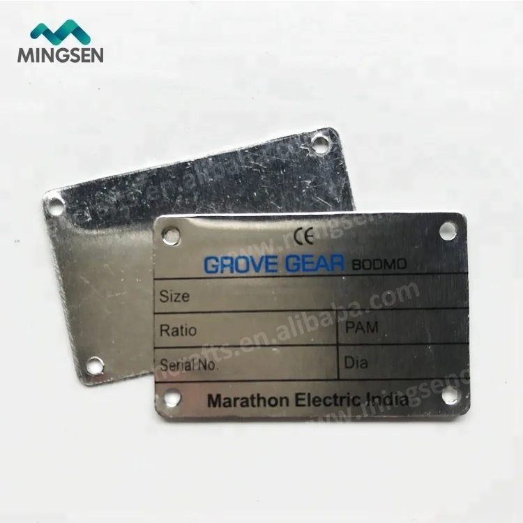 custom rectangle metal name plate sticker