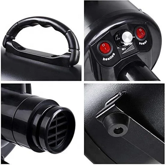 2400W 3.2HP Pet Dog Cat Grooming Hair Force Dryer Quick Blower Heater Electrodeless Speed 4 Nozzles Yellow/Black