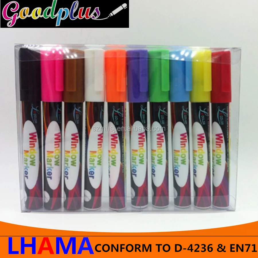 CHALK MARKERS 10 Glass & Window Markers & Erasable Pens - Reversible 6mm Fine or Chisel Tip - Bright Neon Colored Plus White