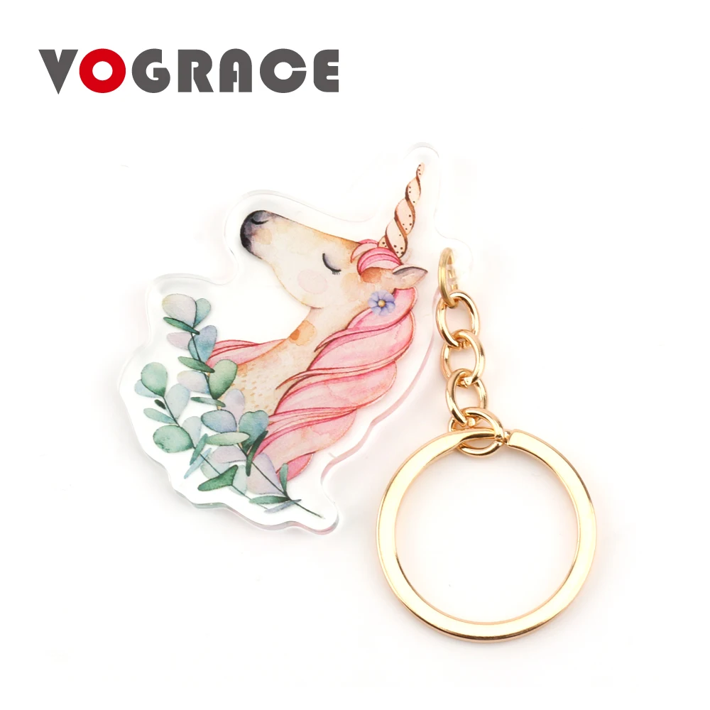 Vograce High quality clear two side printed vograce custom acrylic keychain