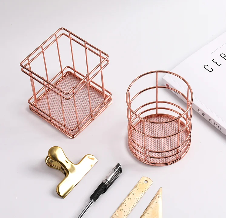 Новейший Настольный органайзер OEM 550-28A, Круглый держатель для косметических кистей цвета розового золота