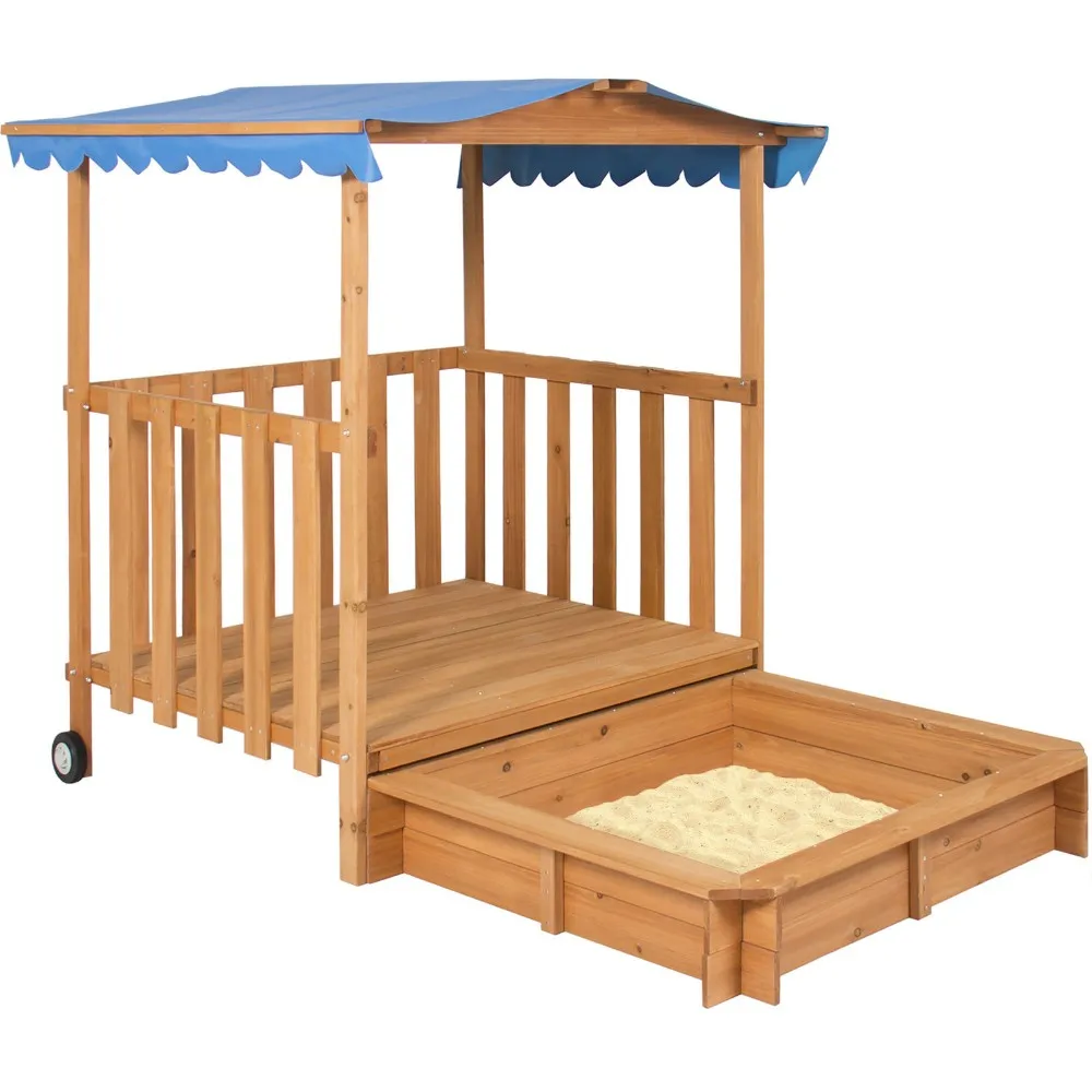 Kids Beach Playhouse Cabana Sandbox Retractable with Canopy Children Summer Fun