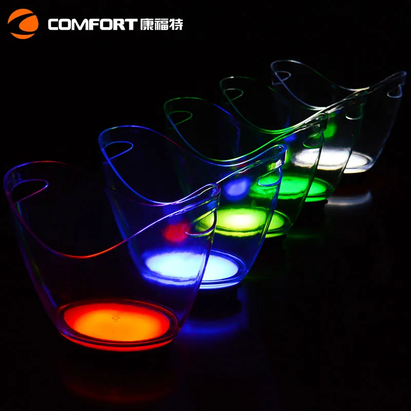 COMFORT Wholesale Cheap Promotion Custom Acrylic Plastic Beer Wine Cooler Light Led Ice Buckets