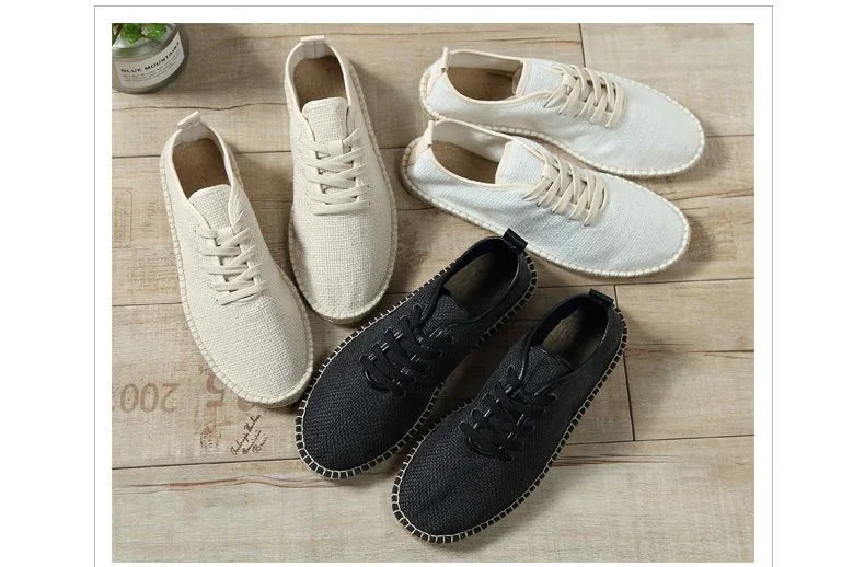 Wholesale casual men shoes factory custom hemp rope lace up espadrilles men
