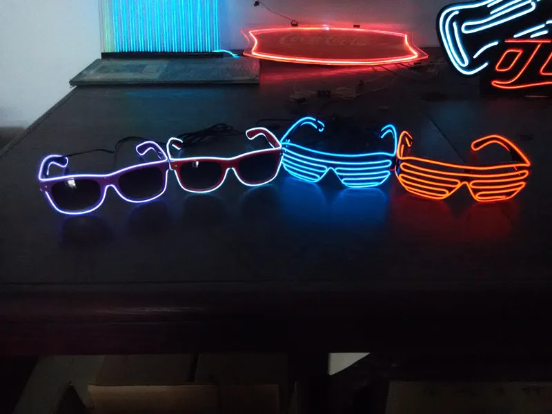 super light neon blue EL wire lighting sunglasses