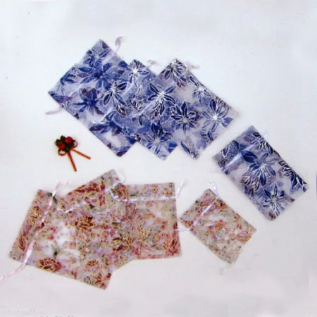 Gold Floral Organza Pouch