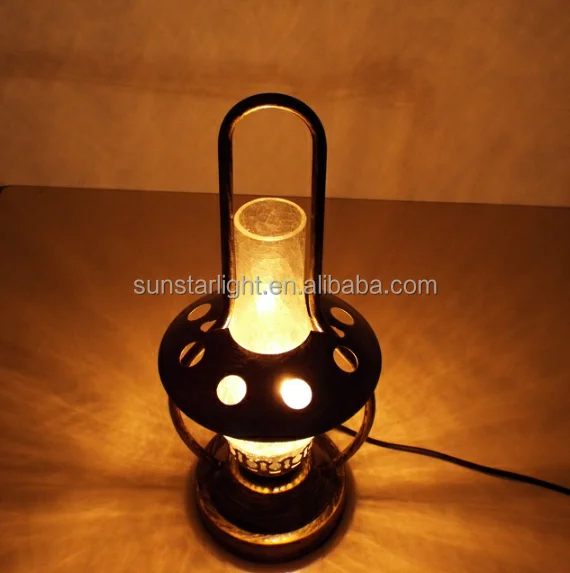 Antique Simple Wrought Iron Kerosene Table Lamp