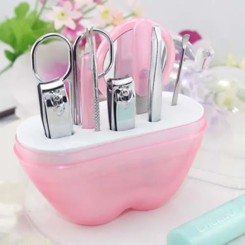 Hot selling colorful apple design 9pc manicure pedicure tool set bridal shower favors gifts