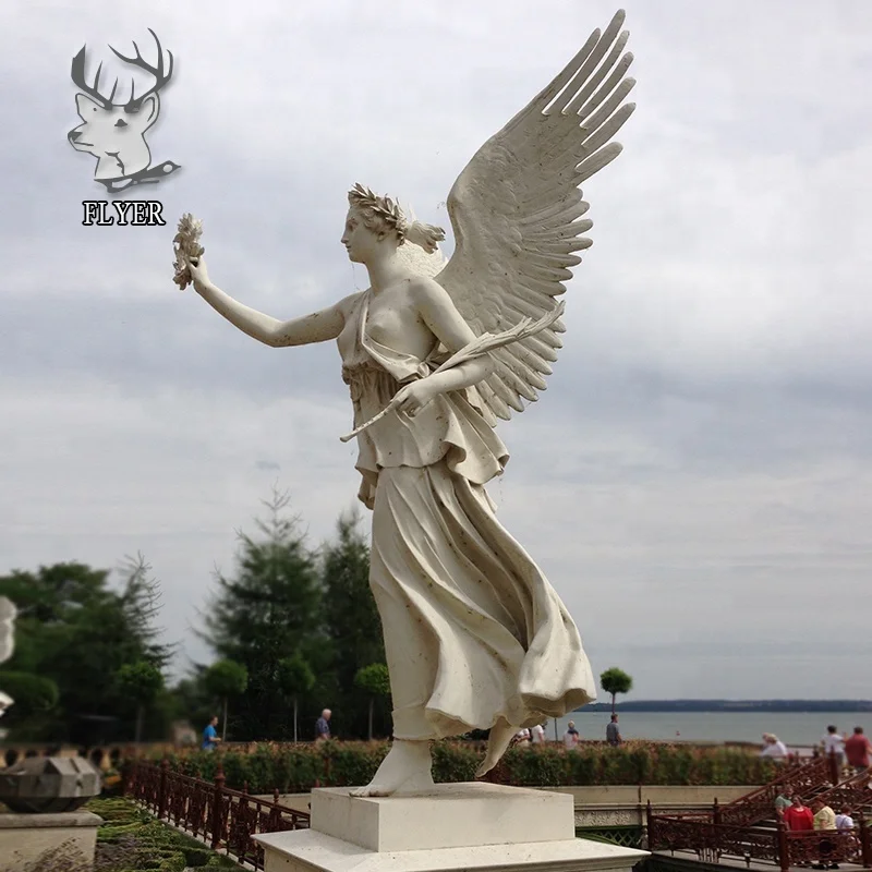 Cemetery sculpture large resin white angel statues with flower