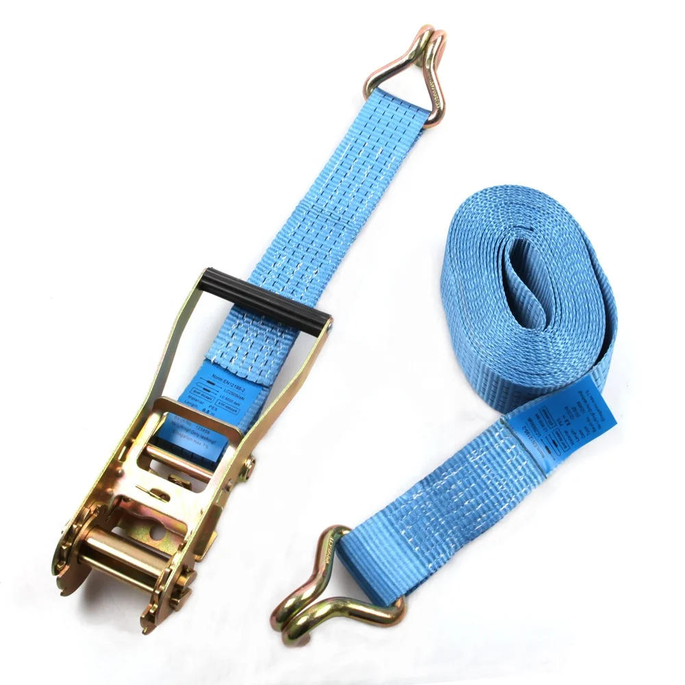 50mm heavy duty truck ratchet tie down strap with double j hooks 10000lbs 10m