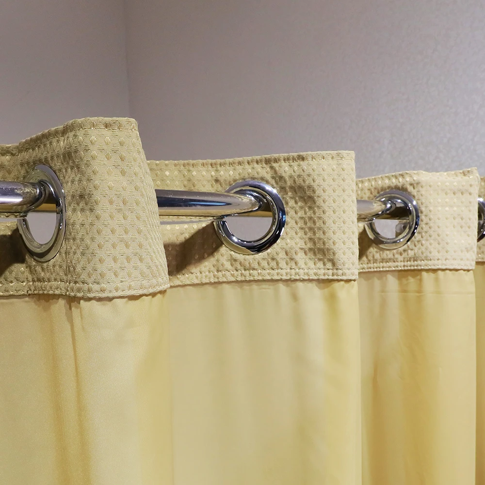 Hotel Fabric Waffle Dobby Weave Window Hookless Shower Curtain With Snap In Liner