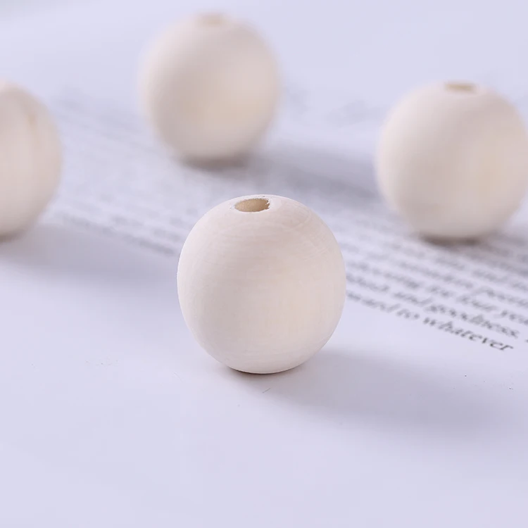 Wood Loose Beads Well Polished Round Wooden Beads 15mm Teether Beads
