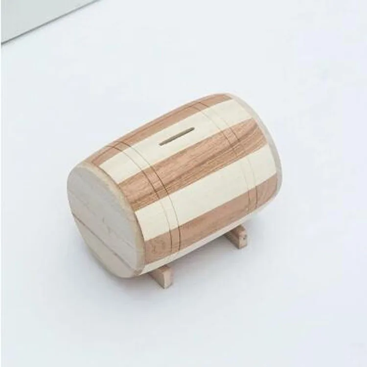 Деревянная Копилка в форме бочонка копилка для детей подарок