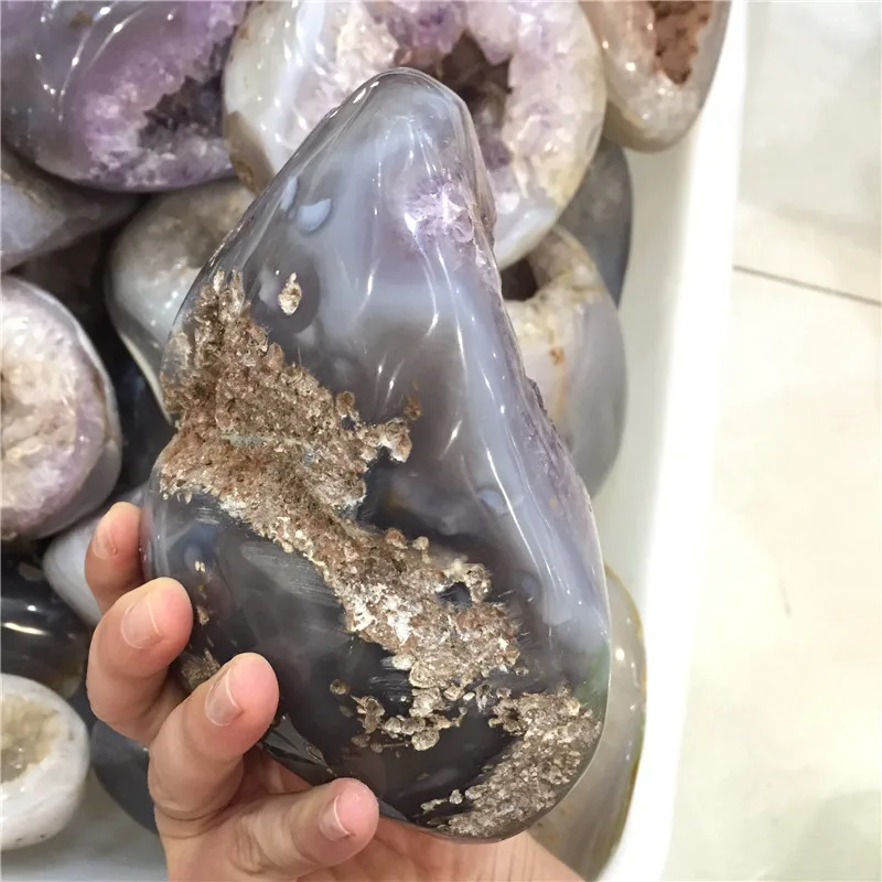 
Brazil Agate Spheres Open Smiling Amethyst Geode For Home Decoration 