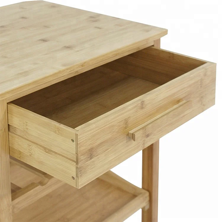 Kitchen Serving Trolley Cart With Drawers And Shelves Bamboo Kitchen Serving Trolley