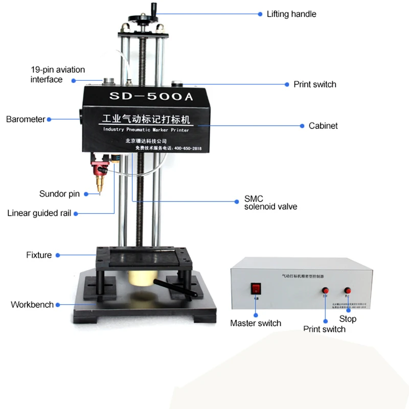 Horizontal type flange plate metal pneumatic marker machine