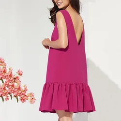 2019 Hot Hot Sale Europe dress party spring summer chinese dress autumn loose ruffled back deep V dress