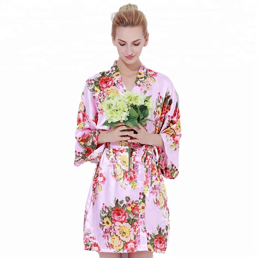 803 Peignoir Satin Bride and Bridesmaid Floral Robe for Bridal Sleepwear