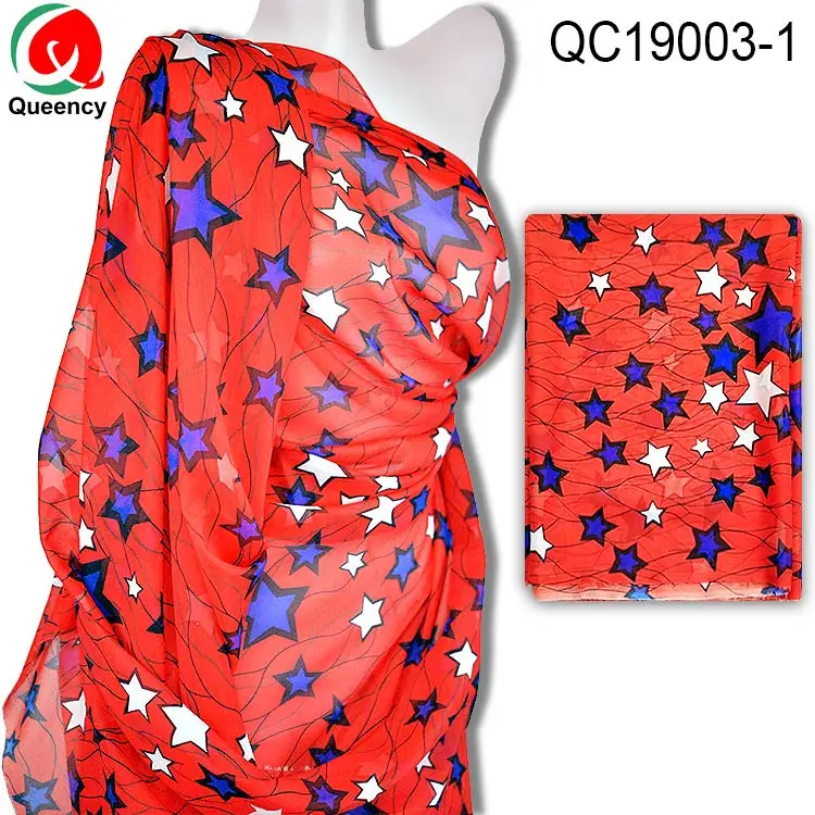 Queency African Ankara Style Soft Transparent Chiffon Fabric Party Dress Uses Of Chiffon Fabric