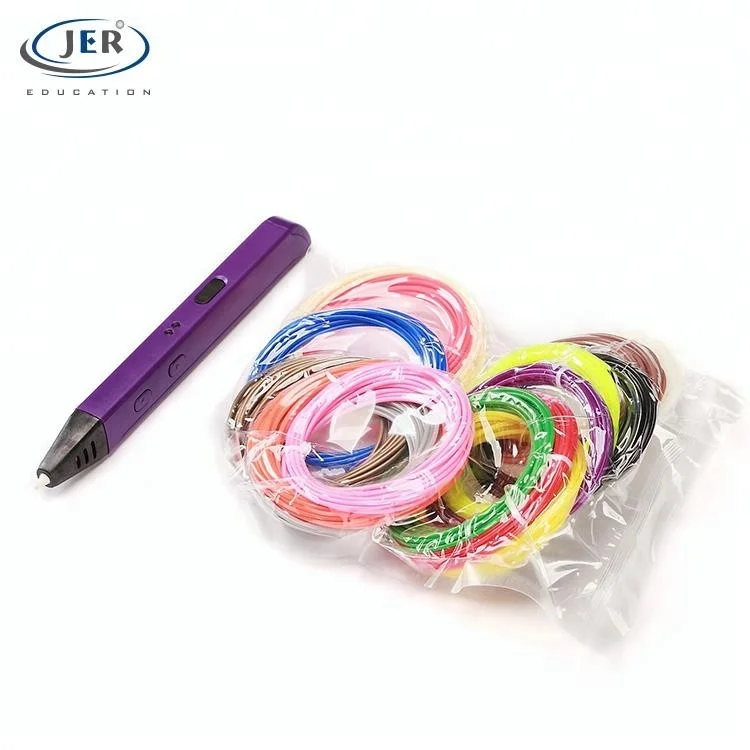Jer Doodle Digital 3D Pen Innocuity Cheap Plastic Promotional for Kids Education Office & School Pen Power Bank , DC Adapter