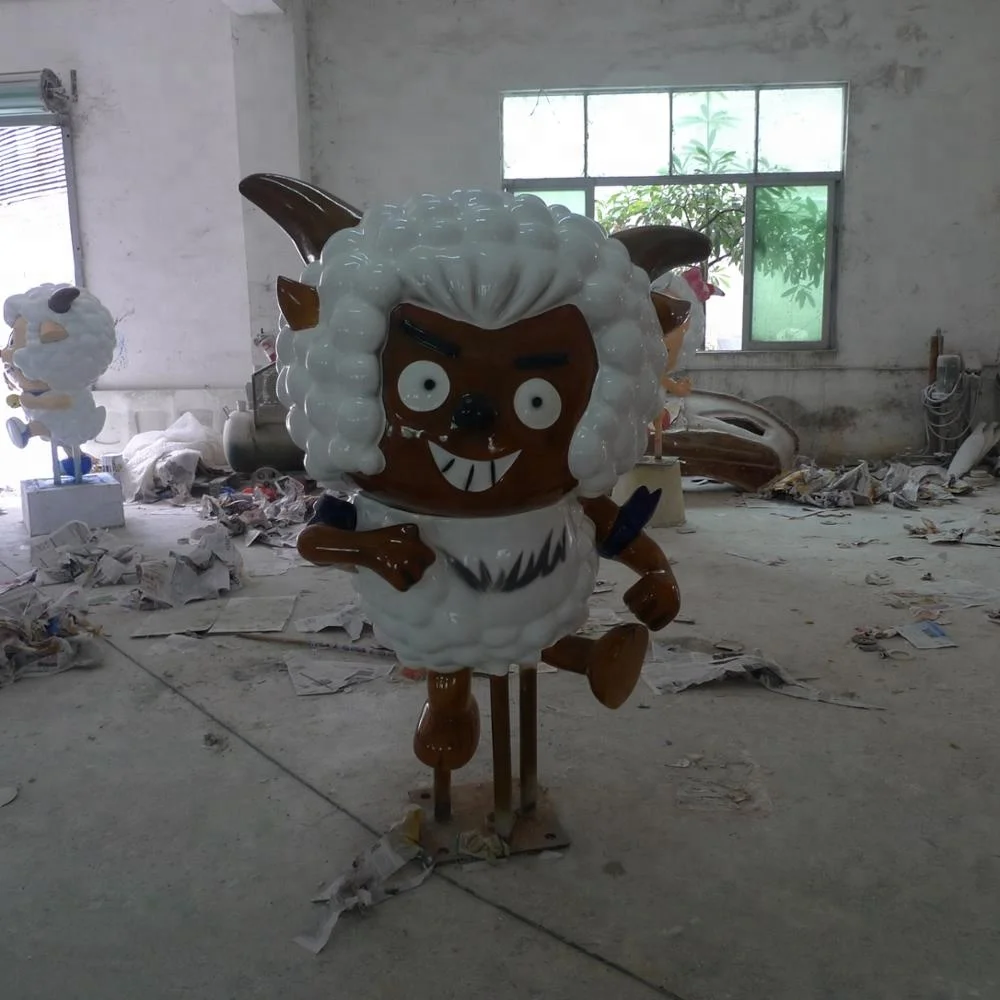 Life size Pleasant Goat and Big Big Wolf decorative sculpture