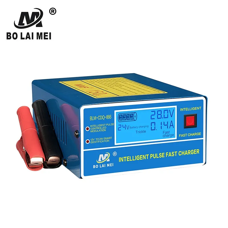 Automatic 12V/24V  Battery Charger LED Display 4-stage Intelligent Pulse Repair Charger For All Lead Acid Battery