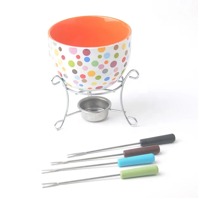 Chinese supplier wholesale rotatable cheese fondue set portable fondue set chocolate