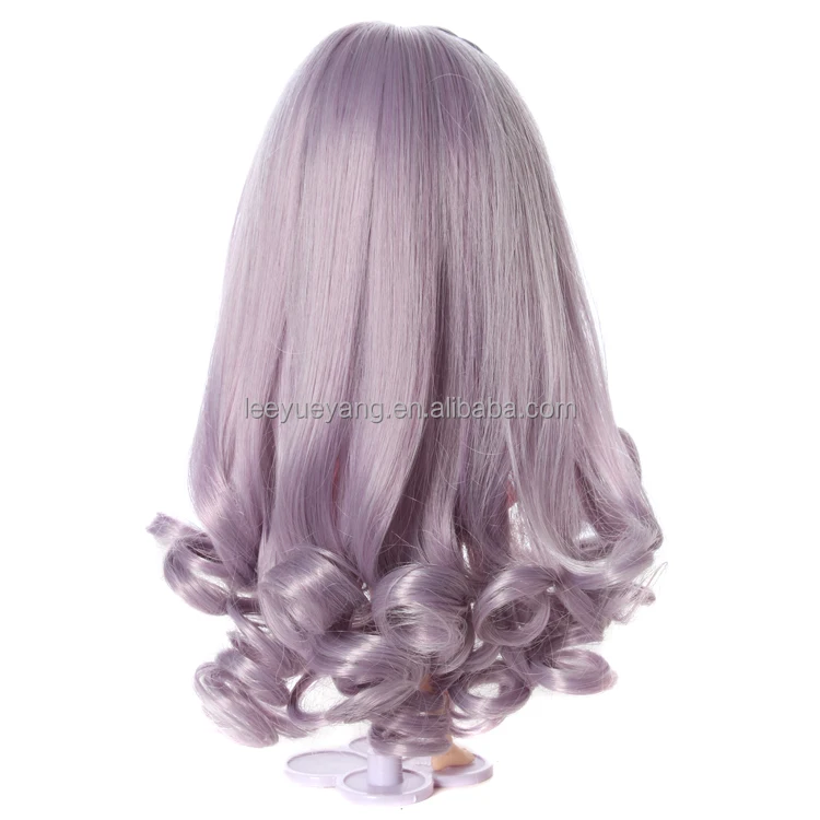 New Style Heat Resistant Loose Wavy Purple Neo Doll Wigs with Full Bangs