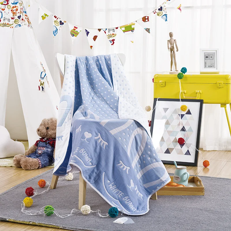 
100% cotton bath 5 layers gauze cotton baby blanket 