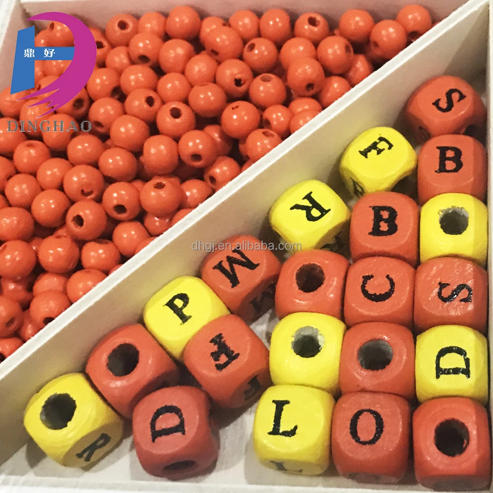 Natural wood alphabet beads for Jewelry,DIY wood craft