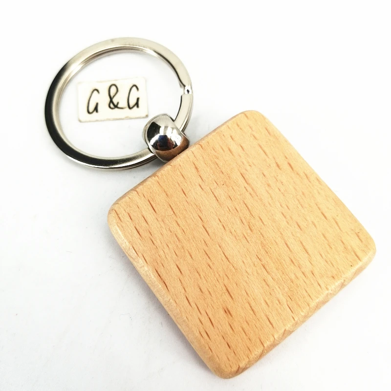 Оптовая продажа заводской логотип квадратный деревянный брелок