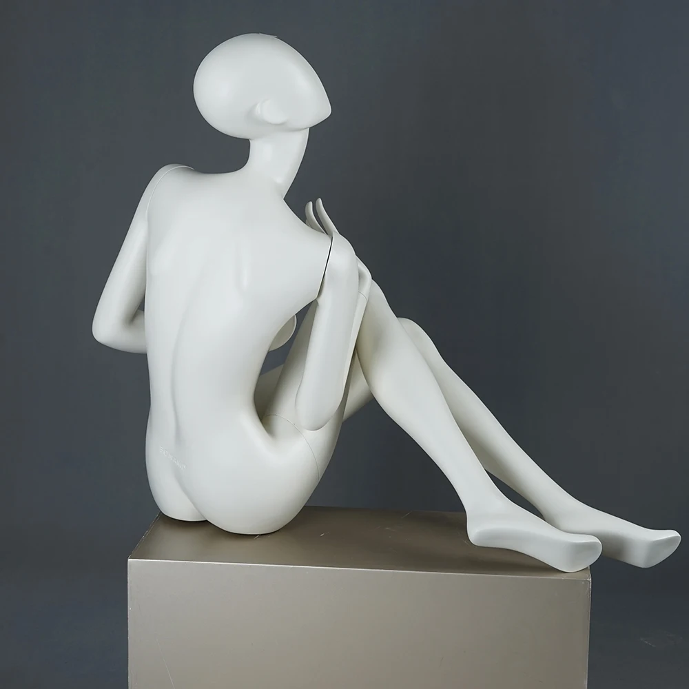 Modern design lifelike boutique posing full body nude sit down female sitting mannequin for sale