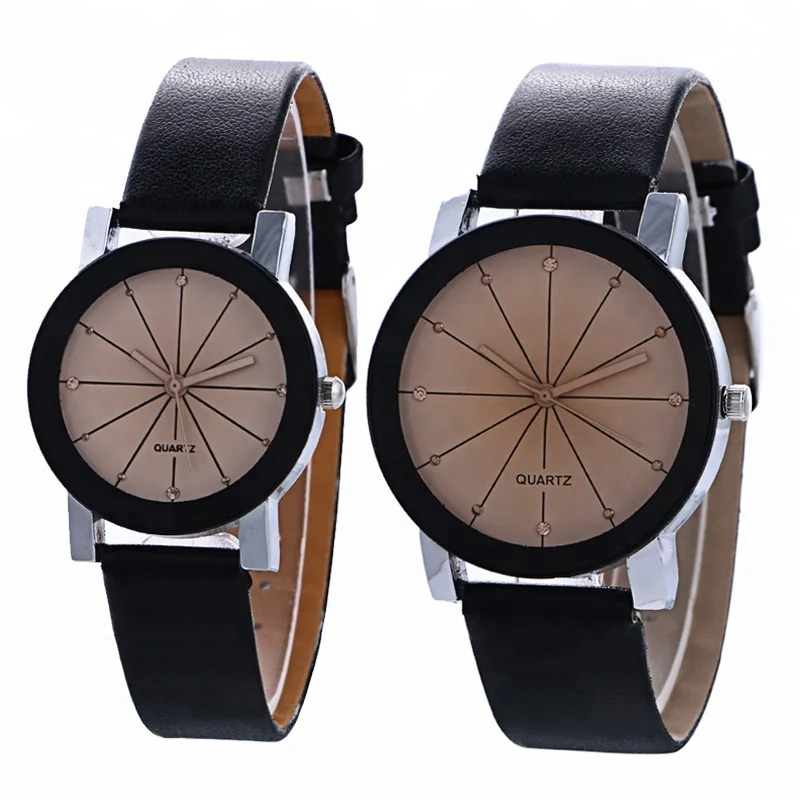 Wholesale sale quality one dollar leather couples wrist watches