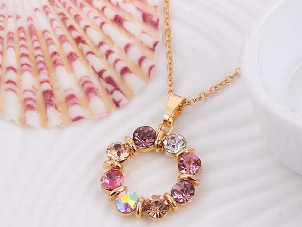 new circle color crystal jewelry sets necklace European style ladies jewelry manufacturers