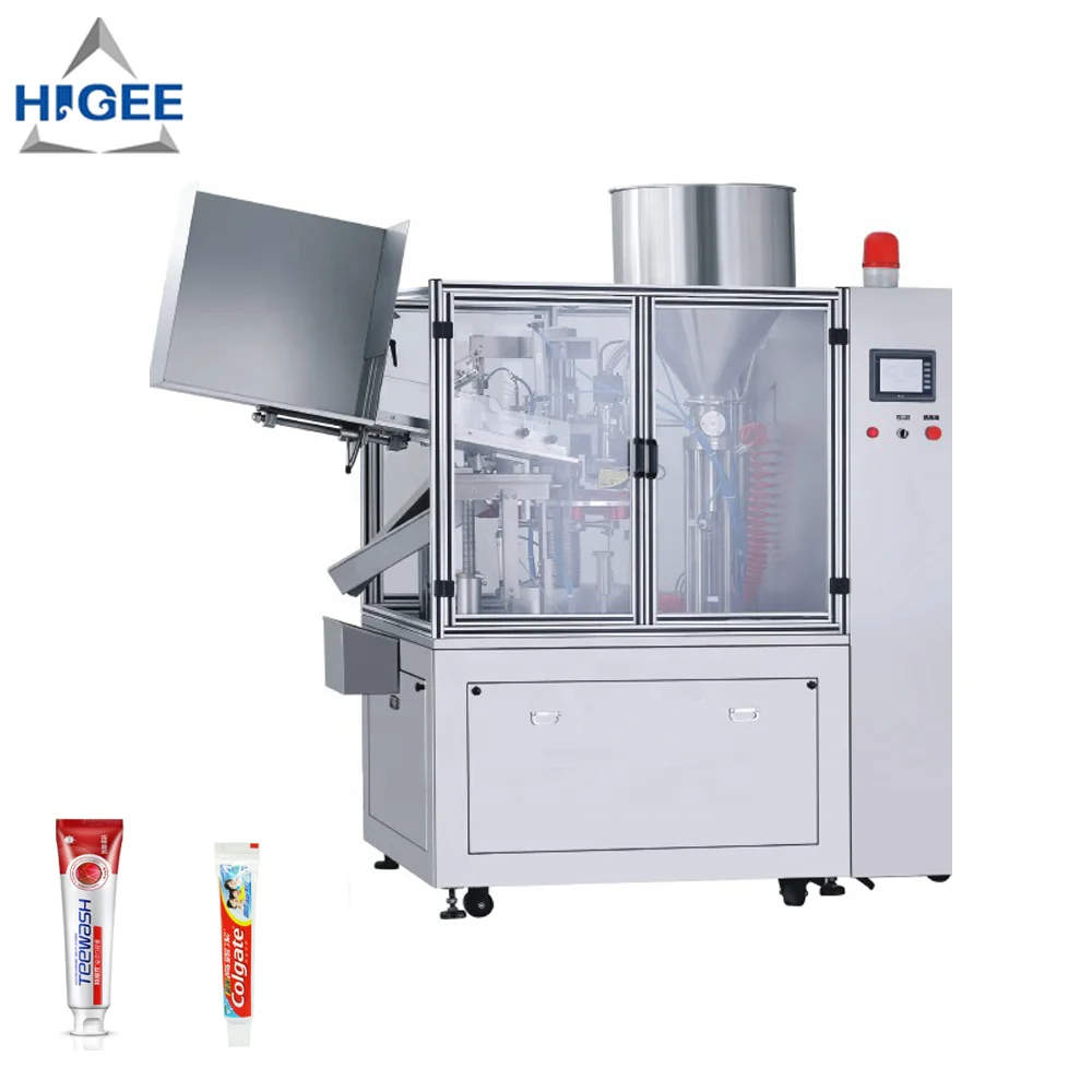 Toothpaste tube filling machine and sealing machine with cream lotion bottling equipment with  spray shampoo