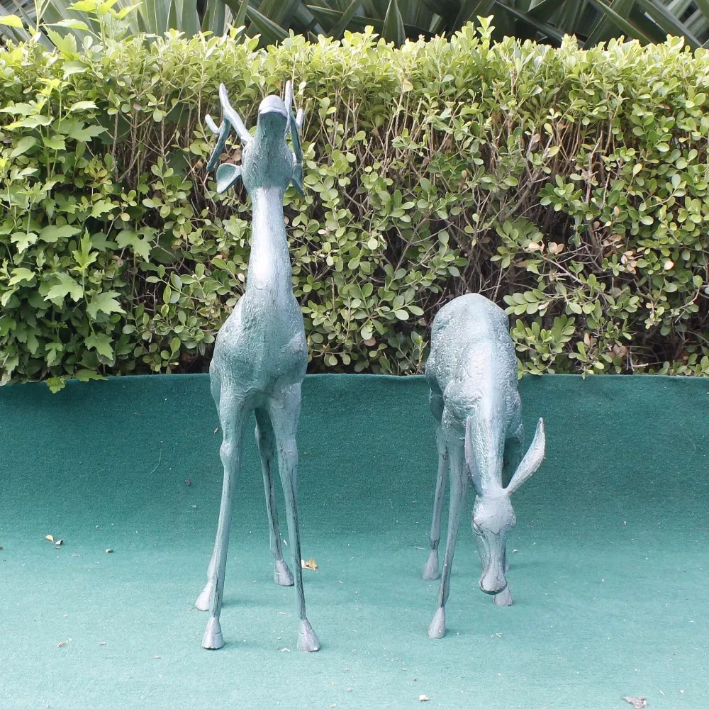 Cast aluminium large animal bronze sika deer garden statues