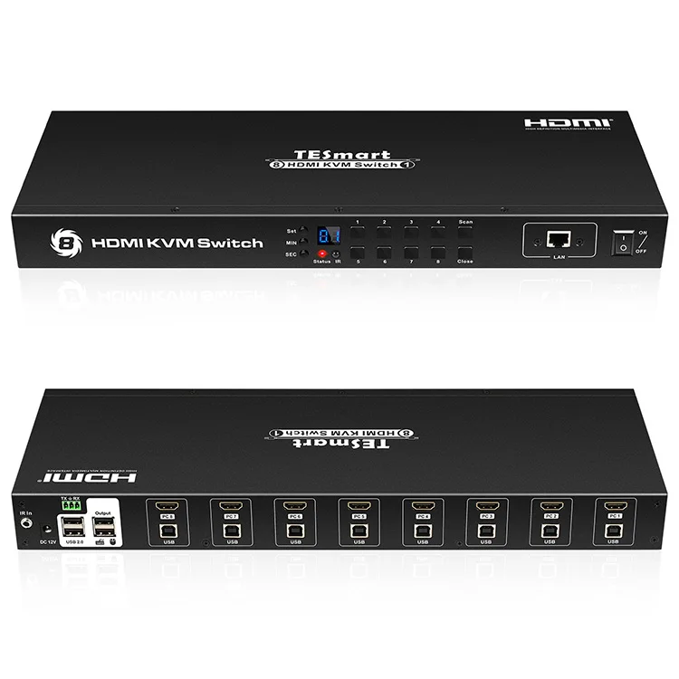 USB multiviewer 4K HDMI video KVM Switch 8 way remote switch