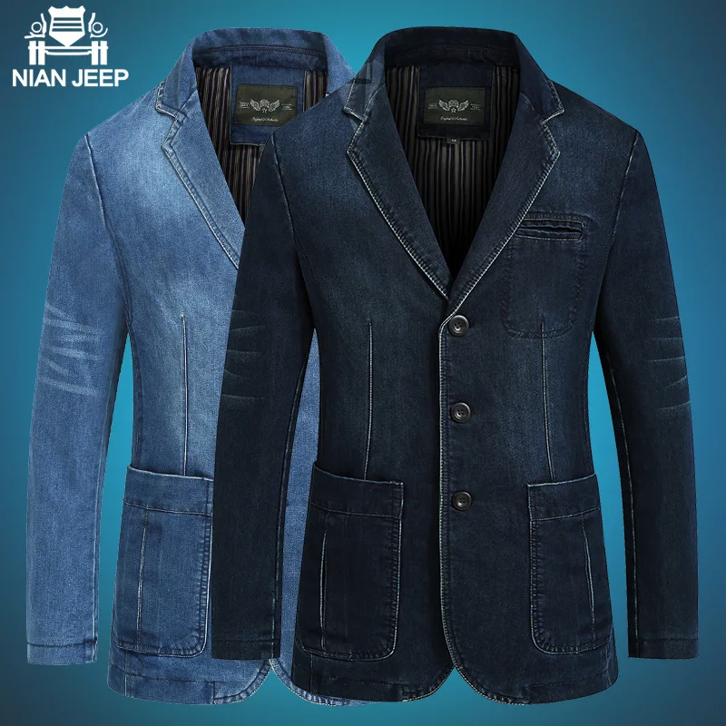 Compra mens denim blazer online al por mayor de China