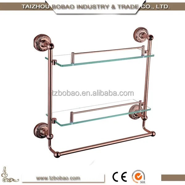 Ванная комната Space Saver Висячие Двойные Стеклянные Полки С Полотенцем Бар