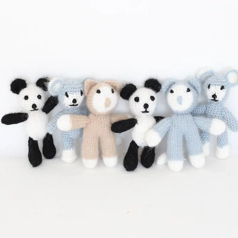Amigurumi Knitted Cat Baby Toys Newborn Photo Bear Crochet Toys Knit Panda Animal Photo Props