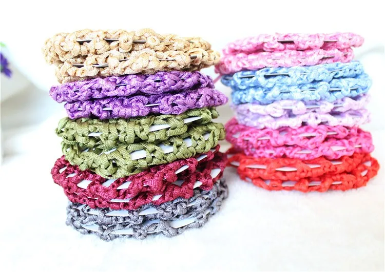 HB00002  Women Dot Satin Flower Bun Cover Snood Hair Net Slumber Sleep Ballet Dance Skating Crochet Decor