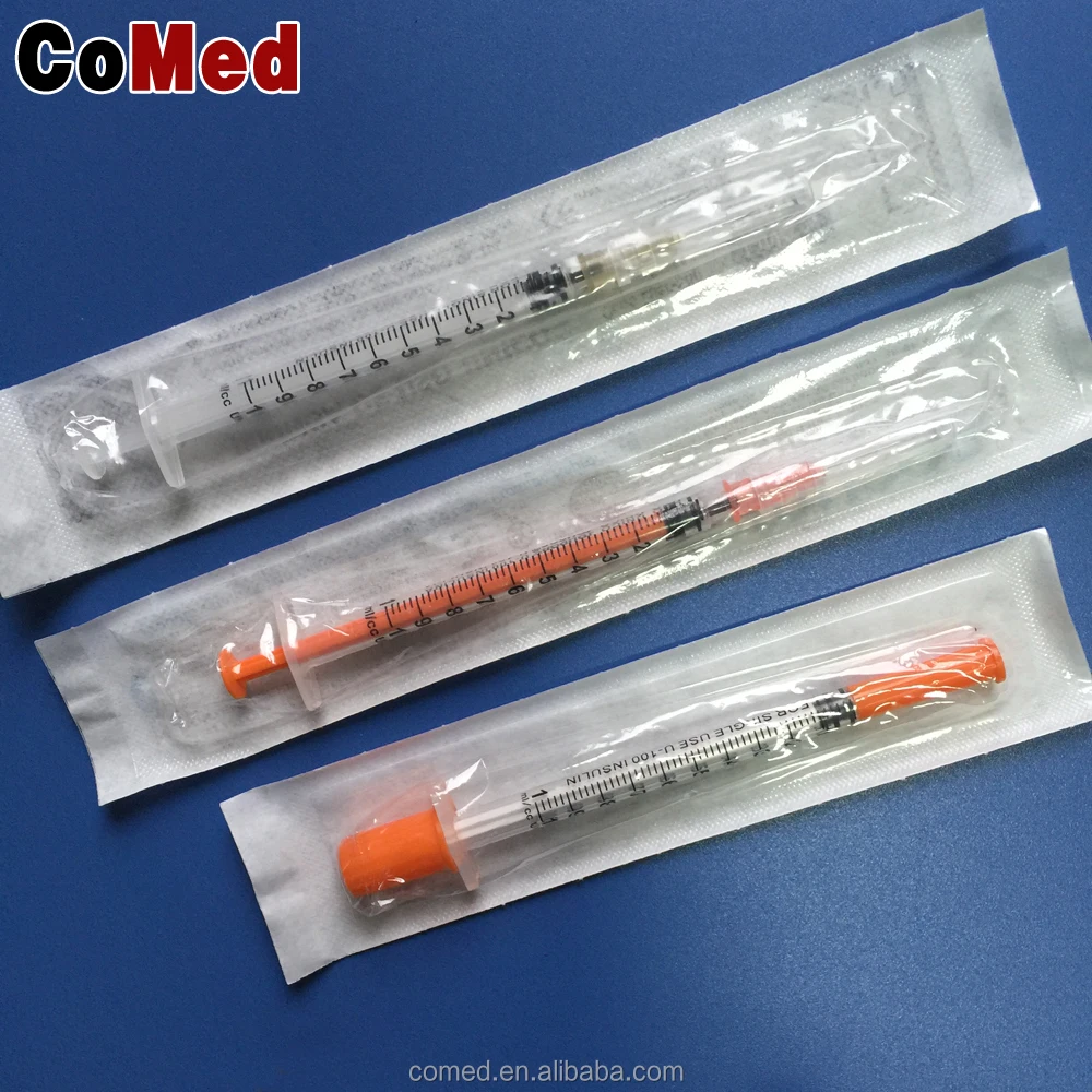 Одноразовый шприц для инсулина 1 мл 100U и игла 27 г